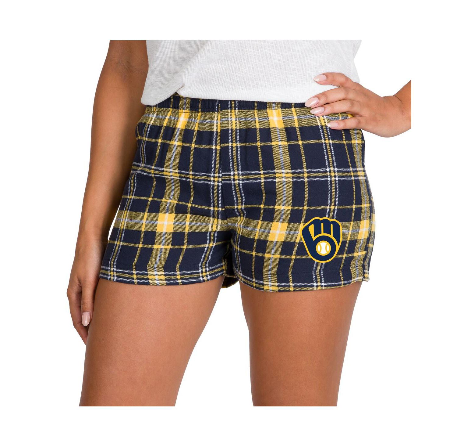 Women's Navy/Gold Milwaukee Brewers Ultimate Flannel Shorts