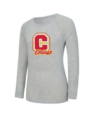 Women's 2-Piece Heather Gray/Red Kansas City Chiefs Regulate Plaid Long-Sleeve T-Shirt and Shorts Sleep Set
