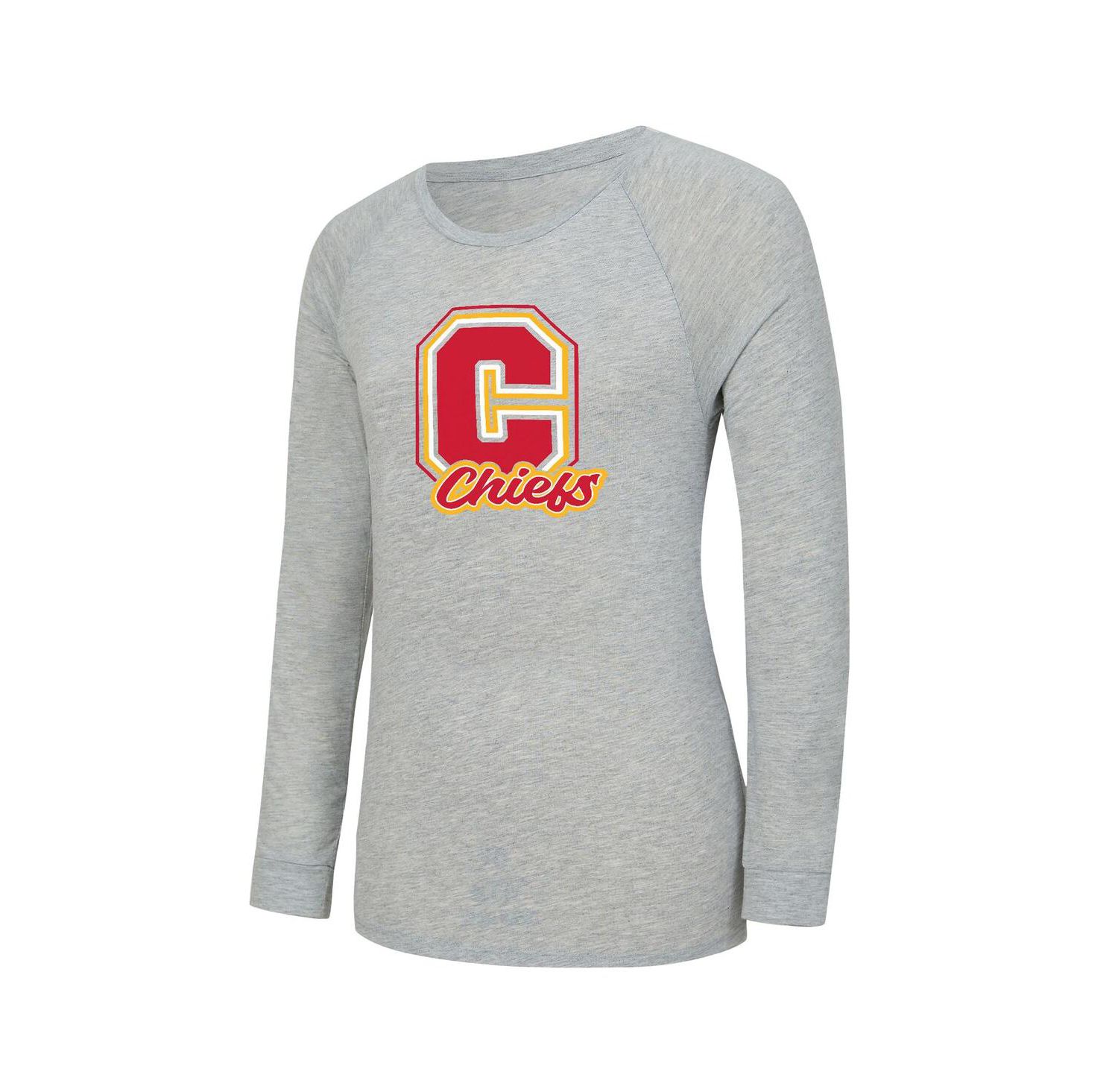 Women's 2-Piece Heather Gray/Red Kansas City Chiefs Regulate Plaid Long-Sleeve T-Shirt and Shorts Sleep Set