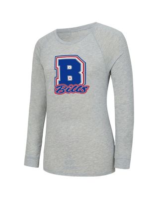 Women's 2-Piece Heather Gray/Royal Buffalo Bills Regulate Plaid Long-Sleeve T-Shirt and Shorts Sleep Set