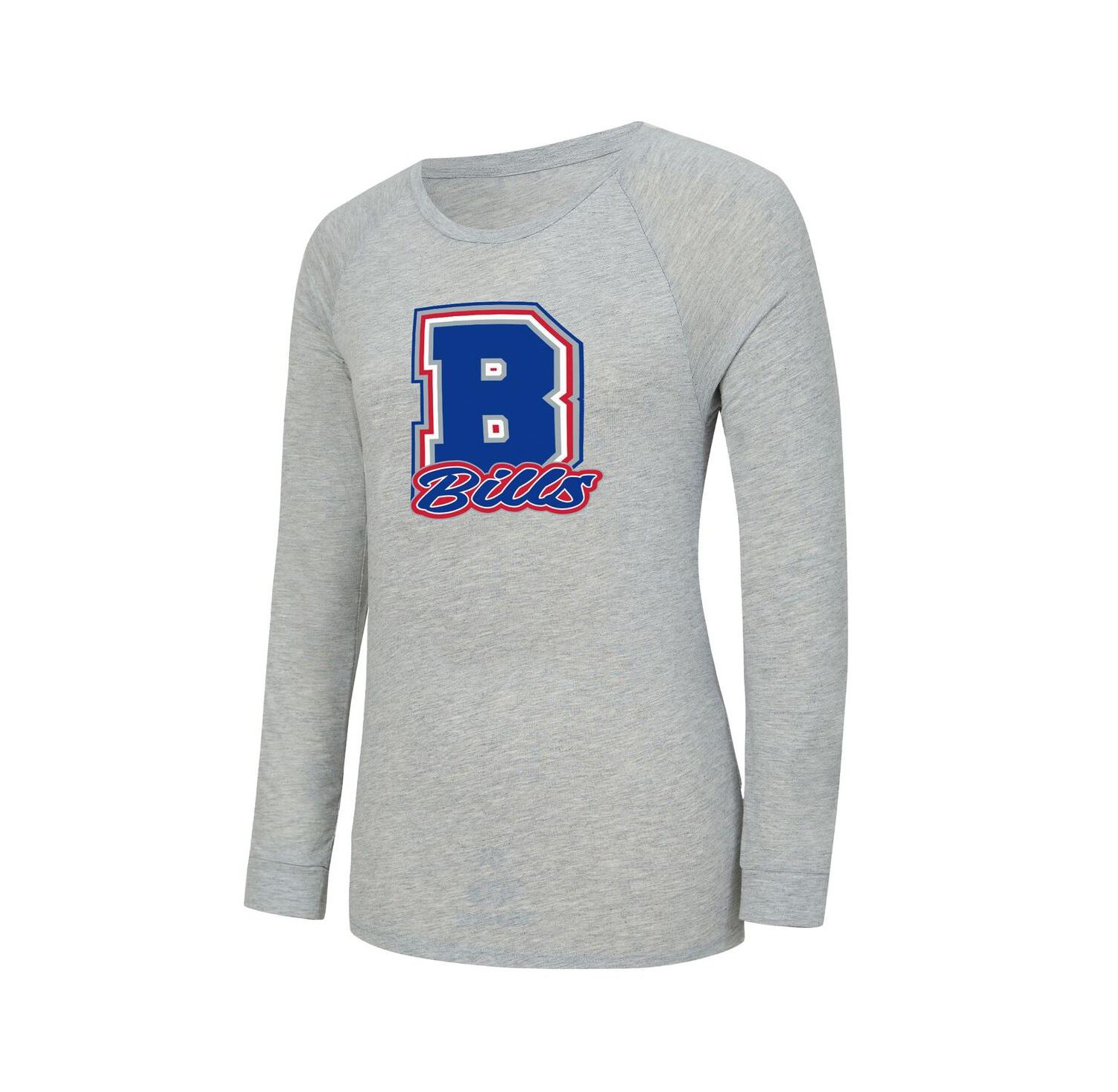 Women's 2-Piece Heather Gray/Royal Buffalo Bills Regulate Plaid Long-Sleeve T-Shirt and Shorts Sleep Set