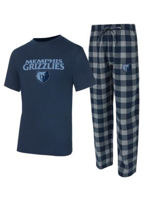 Concepts Sport - Men's Navy/Gray Memphis Grizzlies Avondale T-Shirt Flannel Pants Set