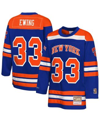 Mitchell & Ness - Big Boys and Girls Patrick Ewing Blue New York Knicks Maxxed Out 2.0 Fashion Hockey Jersey