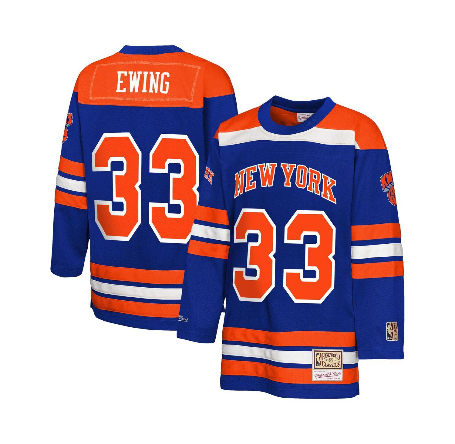 Big Boys and Girls Patrick Ewing Blue New York Knicks Maxxed Out 2.0 Fashion Hockey Jersey