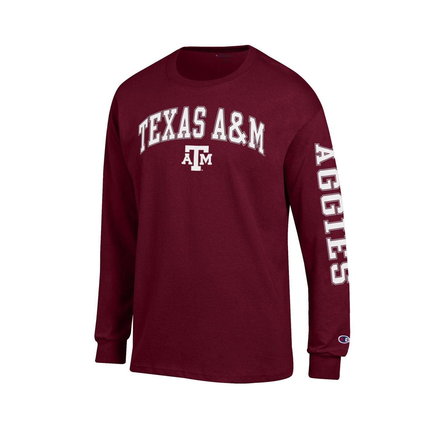 Men's Maroon Texas A&M Aggies Arch Over Logo 2-Hit Long Sleeve T-Shirt
