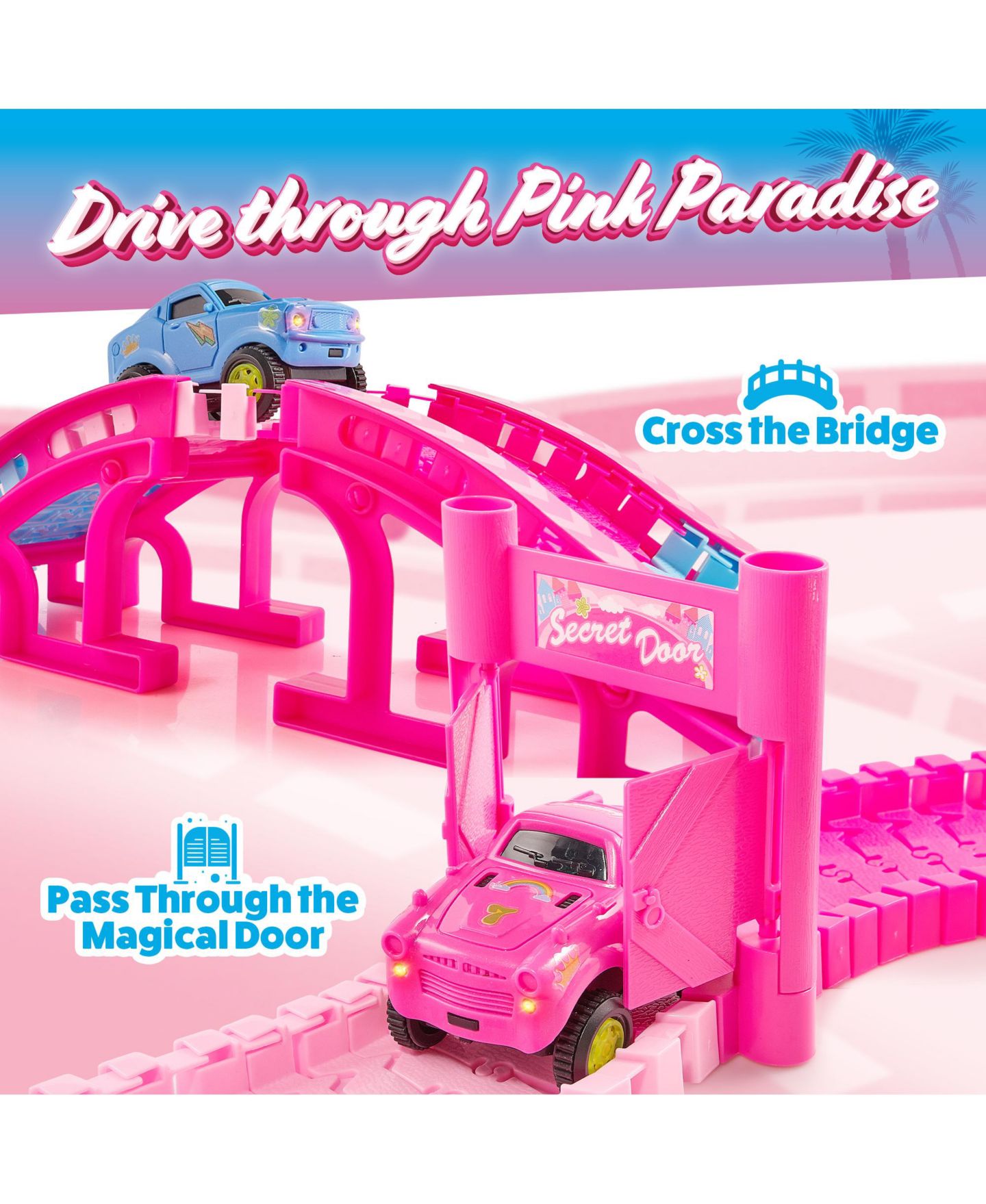 Детские конструкторы USA Toyz Pink Paradise 225-Piece Snap Tracks Set, Ages 3+ — фото 6