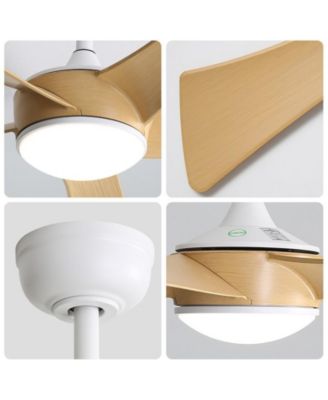 52-inch white modern style ceiling fan features 5 blades and is equipped with LED lights and a remote control