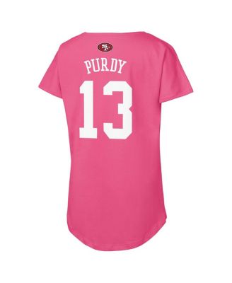 Big Girls Brock Purdy Pink San Francisco 49ers Player Name Number T-Shirt