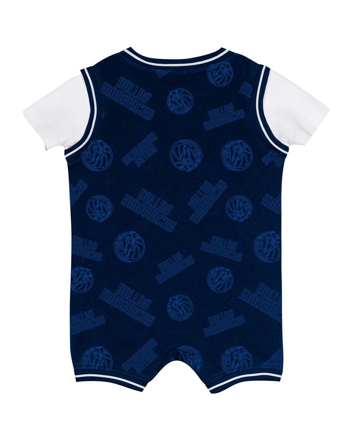 Outerstuff Baby Boys And Girls Navy Dallas Mavericks Logo Mania Romper In Animal Print