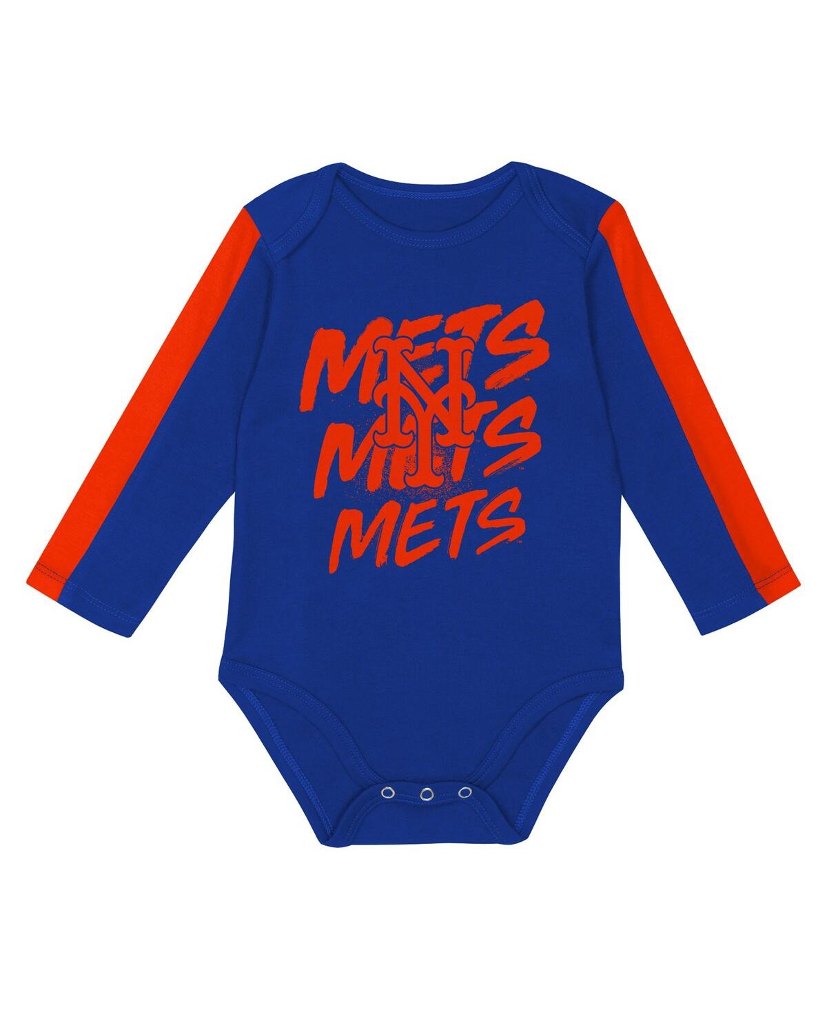 Outerstuff Baby Boys And Girls 3-piece New York Mets Double Down Bodysuit And Pants Set In Multi