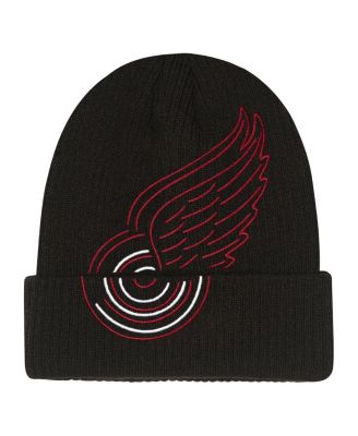 Mitchell & Ness - Big Boys and Girls Black Detroit Red Wings Neon Line Lights Cuffed Knit Hat