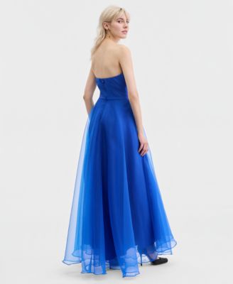 Juniors' Asymmetric Drape Strapless Ball Gown, Created for Macy's