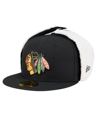 New Era - Men's Black Chicago Blackhawks Injection Dog Ear Classic Fitted Hat