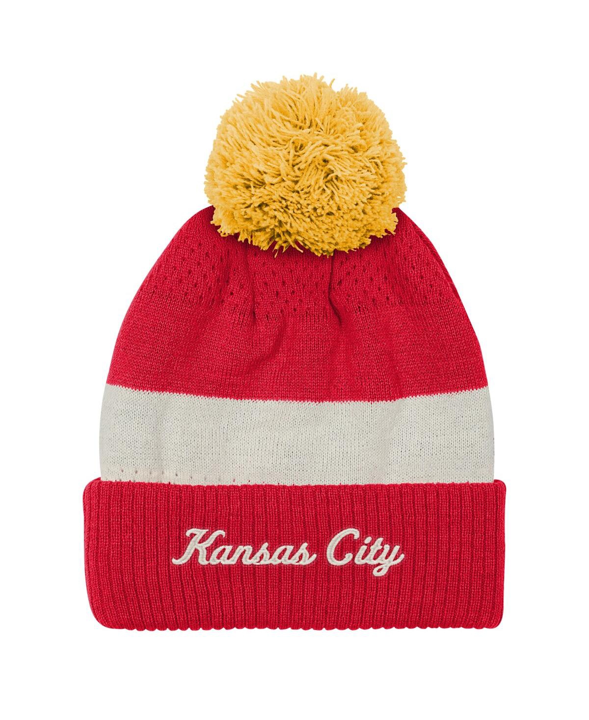 Outerstuff Big Boys And Girls Red Kansas City Chiefs Modern Fan Cuffed With Pom Knit Hat In Red