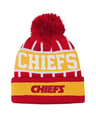Big Boys and Girls Red Kansas City Chiefs Go Fast Cuffed with Pom Knit Hat