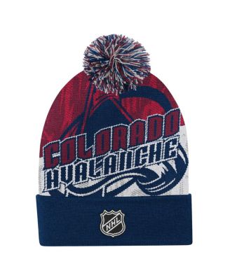 Big Boys and Girls Navy Colorado Avalanche New Edge Cuffed with Pom Knit Hat