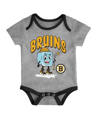 Baby Boys and Girls 3-Piece Boston Bruins Triple Header Bodysuit Set