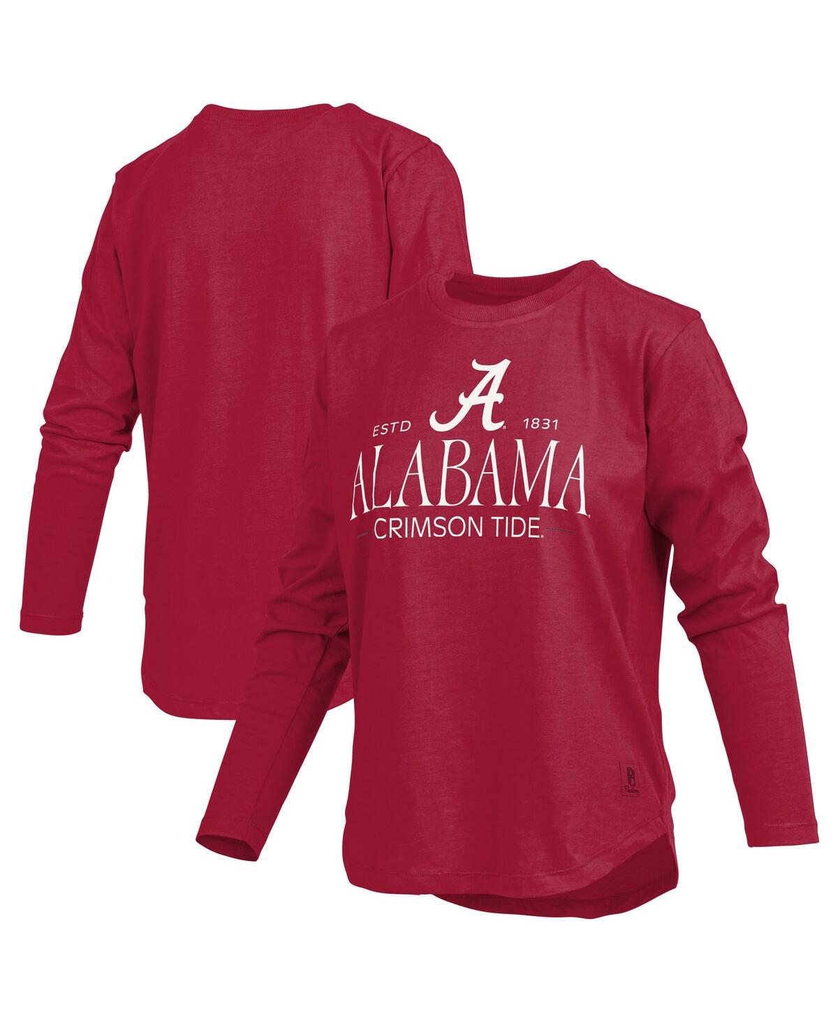 Pressbox Women's Crimson Alabama Crimson Tide Silver On Long Sleeve T-shirt In Red