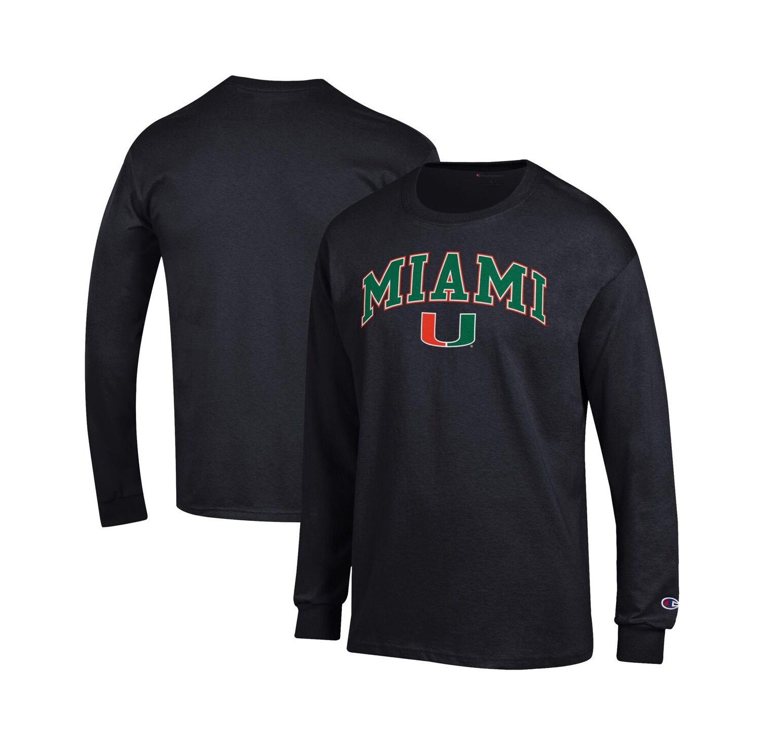 Men's Orange Miami Hurricanes Arch Over Logo Long Sleeve T-Shirt