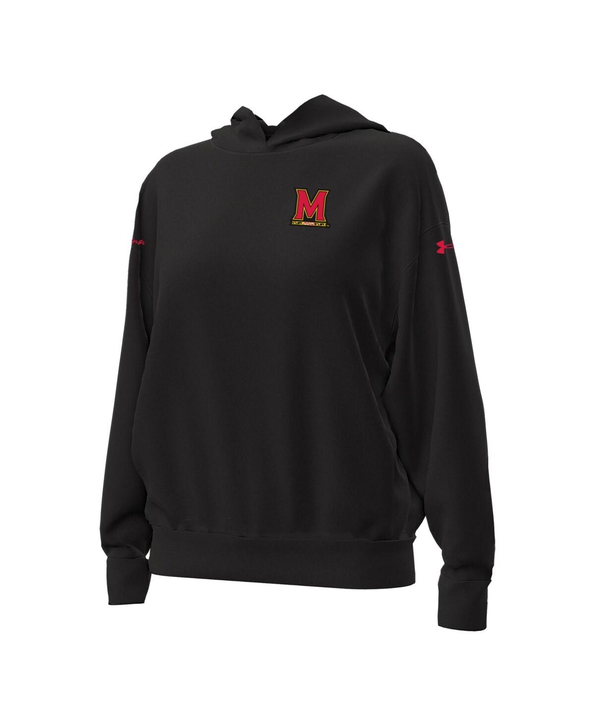 Under Armour Women's Black Maryland Terrapins Oversized Gameday Icon Hoodie In Black