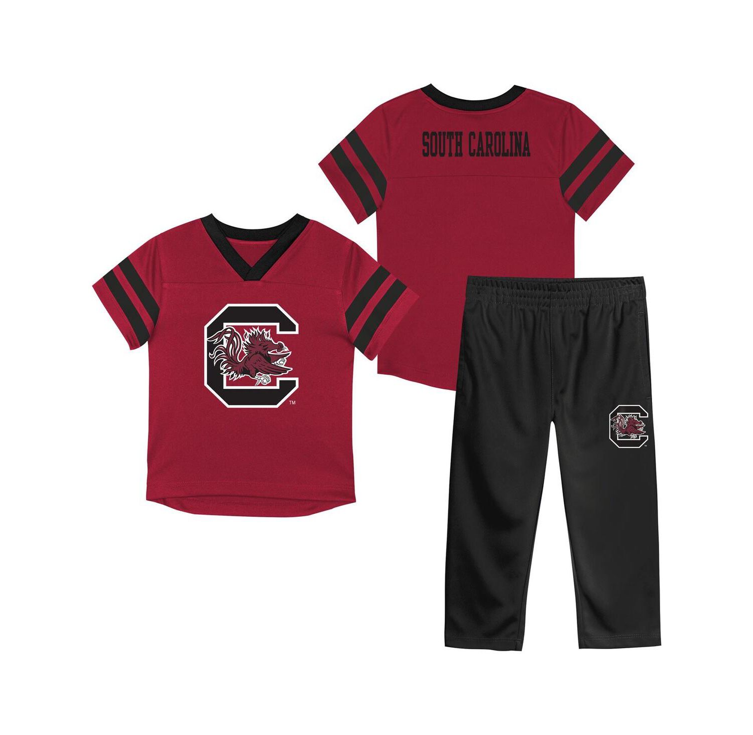 Baby Boys and Girls 2-Piece Garnet South Carolina Gamecocks Team Logo Red Zone Top and Pants Set
