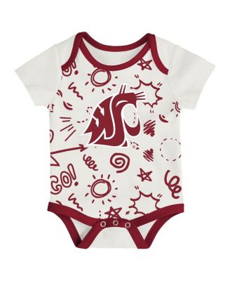 Baby Boys and Girls 3-Piece Red/Black Washington State Cougars All Day Play Bodysuit Set