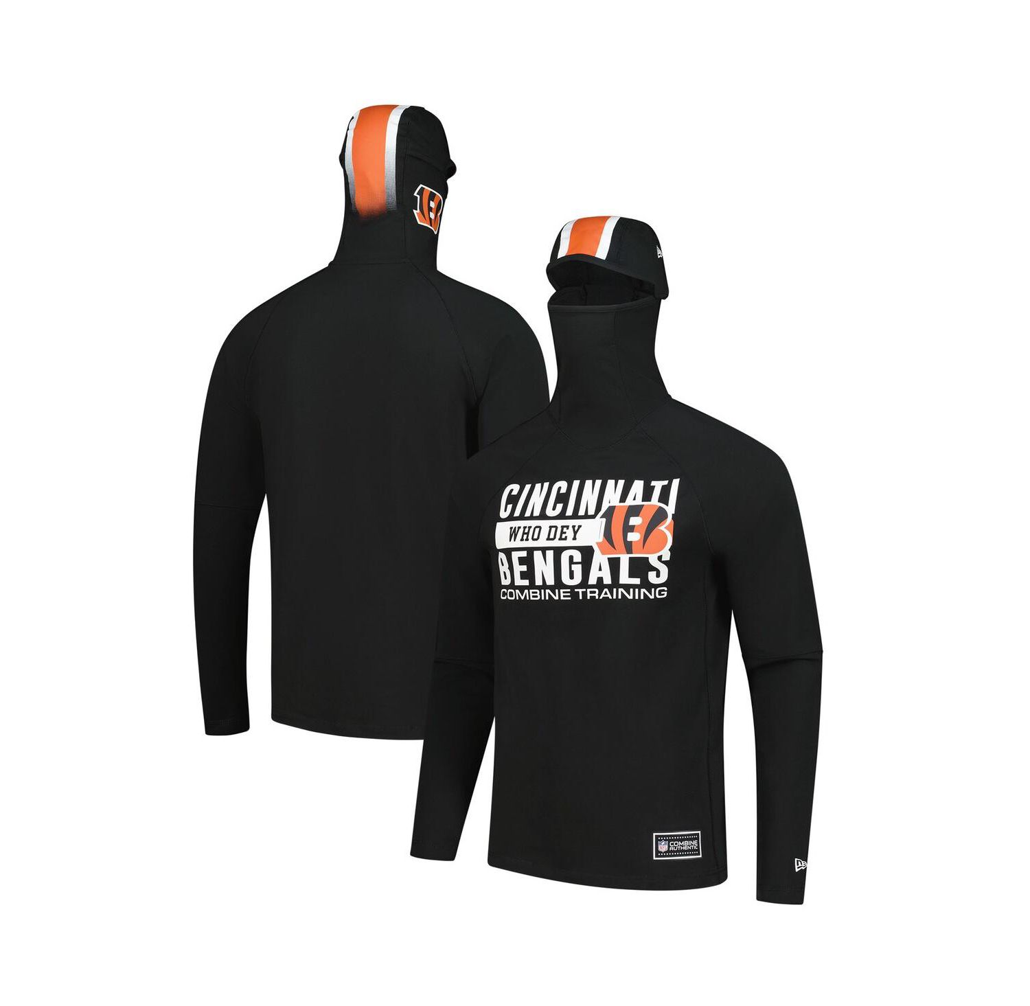 Men's Black Cincinnati Bengals Functional Fandom Balaclava Helmet Stripe Tri-Blend Hoodie