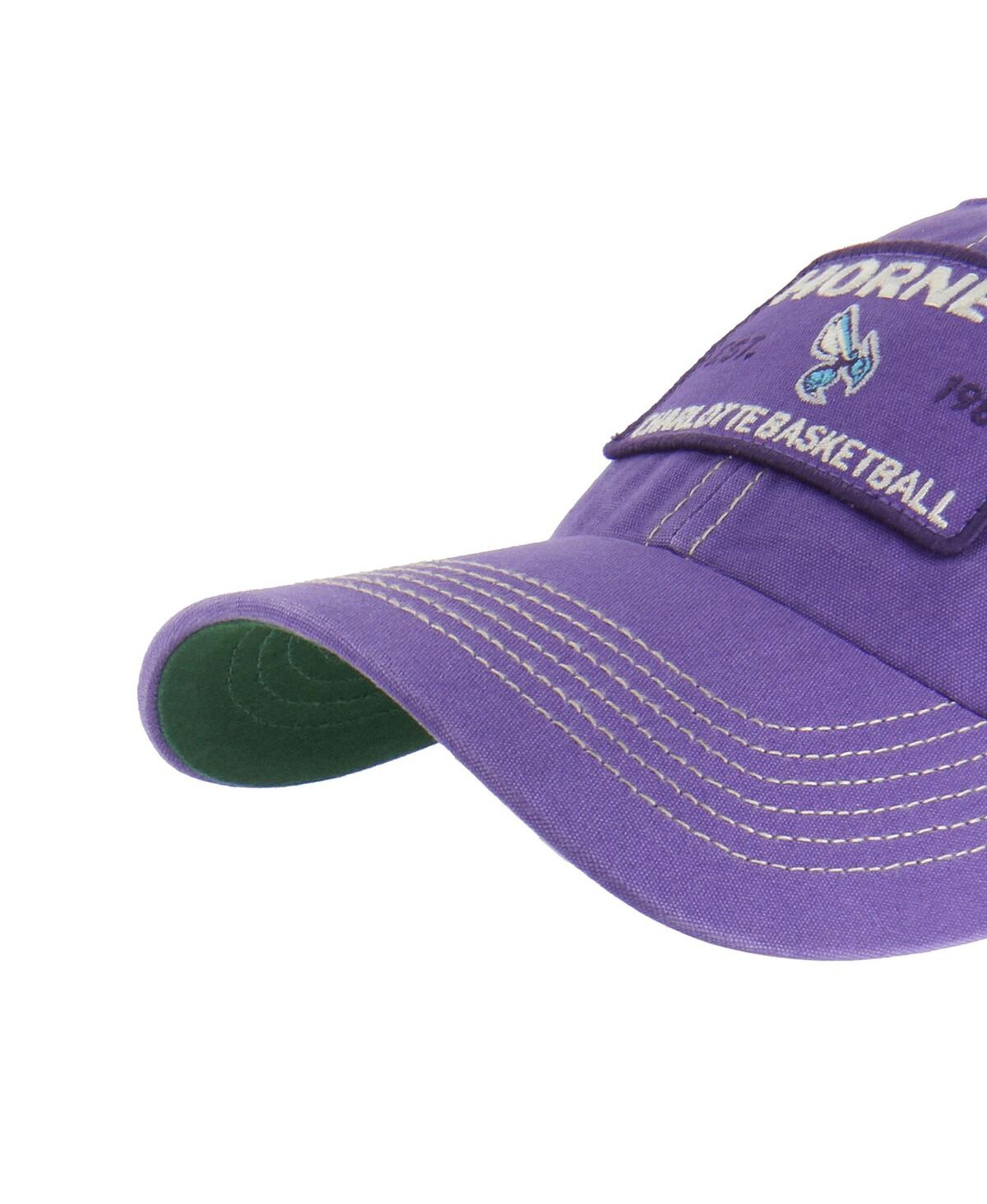 '47 Brand Men's Purple/Tan Charlotte Hornets Wabash Patch Clean Up Adjustable Hat