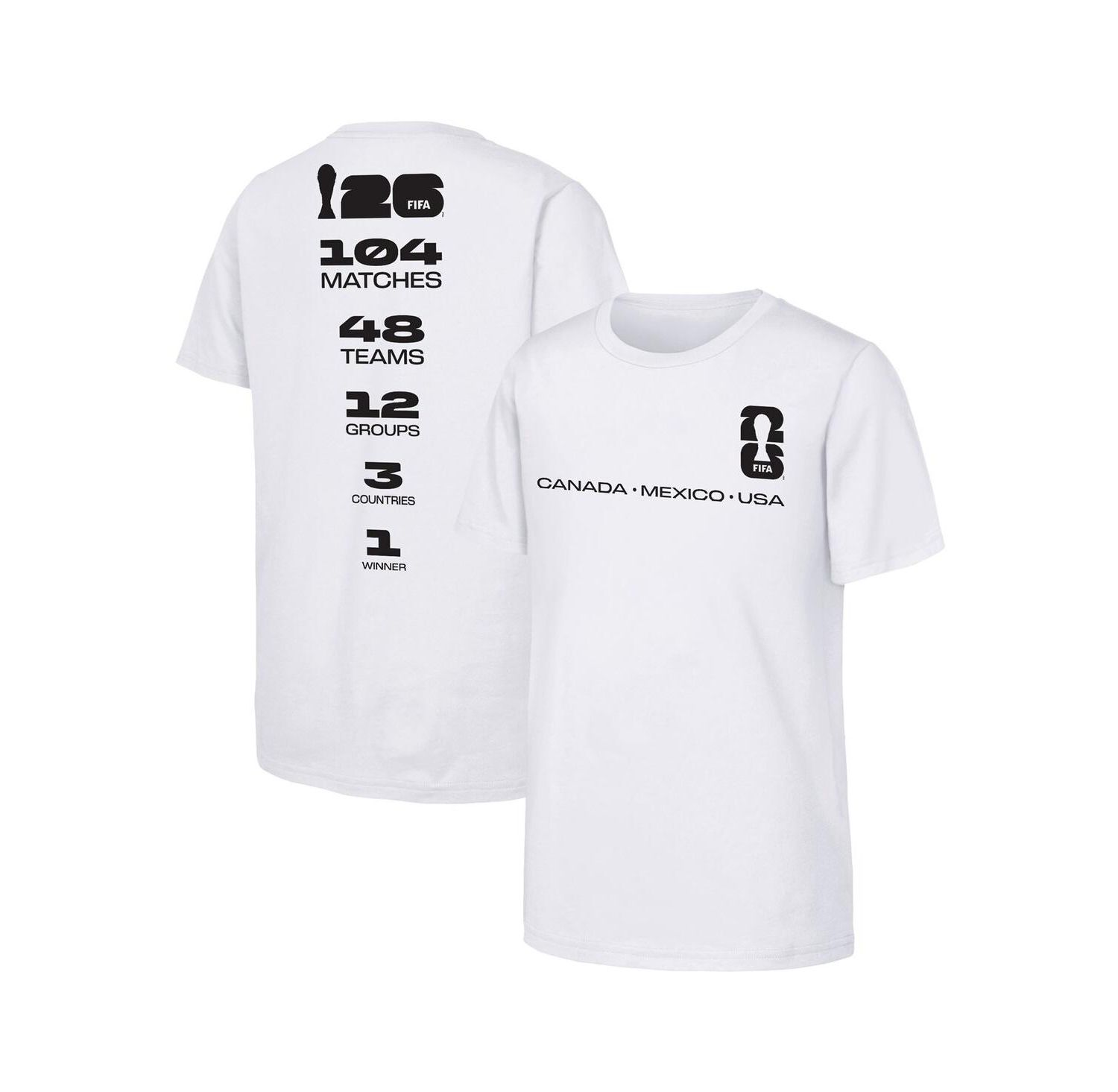 Big Boys and Girls White FIFA World Cup 2026 Graphic T-Shirt