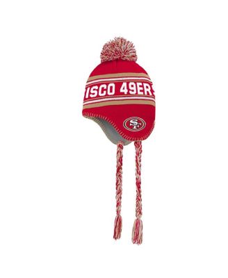 Outerstuff - Big Boys and Girls Scarlet San Francisco 49ers Jacquard Tassel Knit Hat with Pom