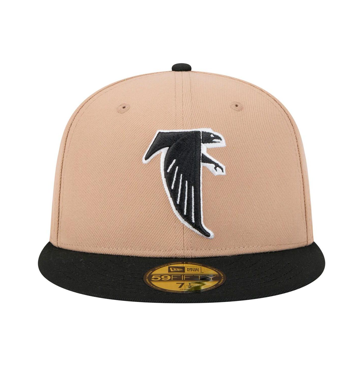 Мужская кепка New Era Tan Atlanta Falcons Throwback Logo Main 59FIFTY Fitted Hat — фото 5