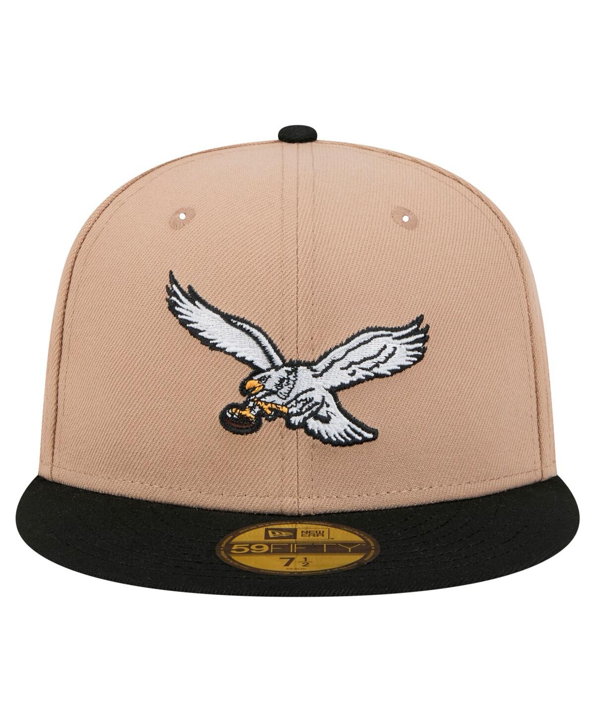 New Era Men's Tan Philadelphia Eagles Throwback Logo Main 59FIFTY Fitted Hat