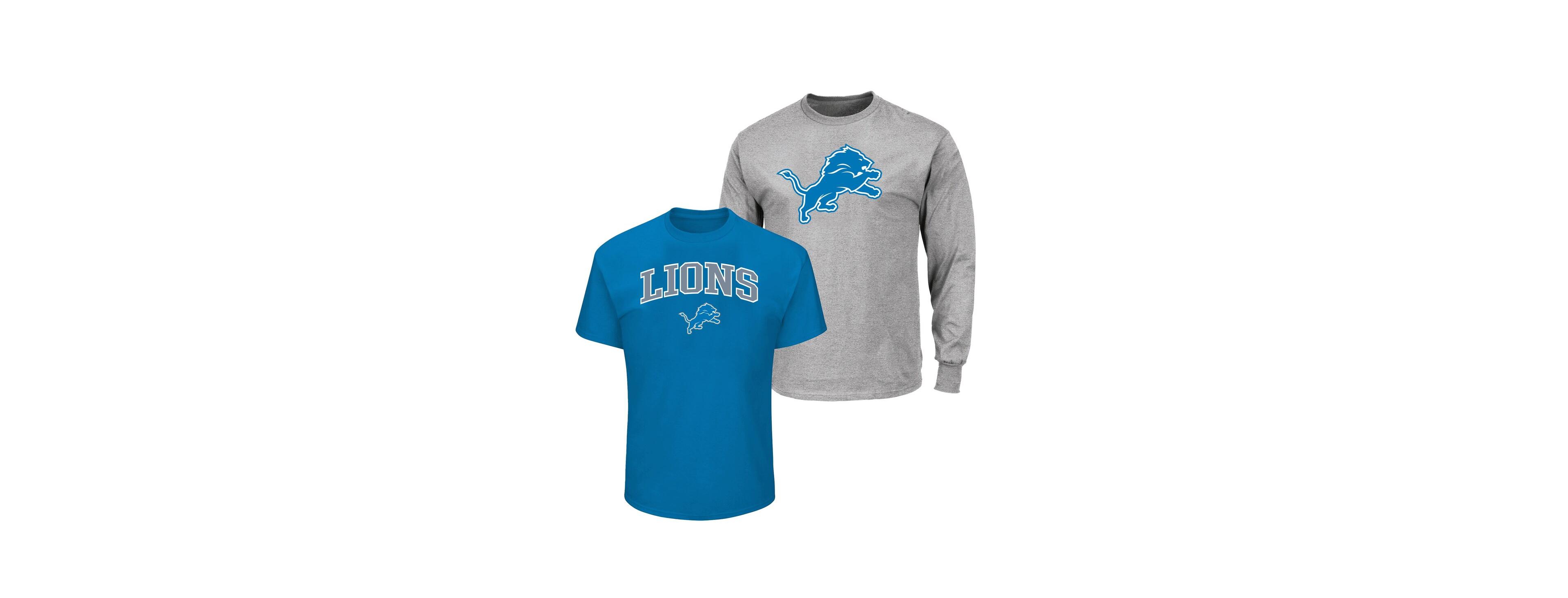 Fanatics Men's Blue/Heather Gray Detroit Lions Big & Tall 2-Pack T-Shirt Set