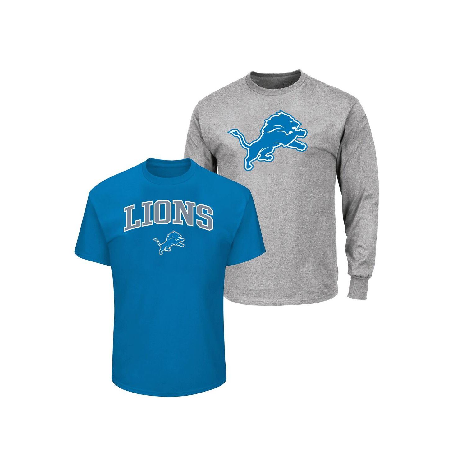 Men's Blue/Heather Gray Detroit Lions Big & Tall 2-Pack T-Shirt Set