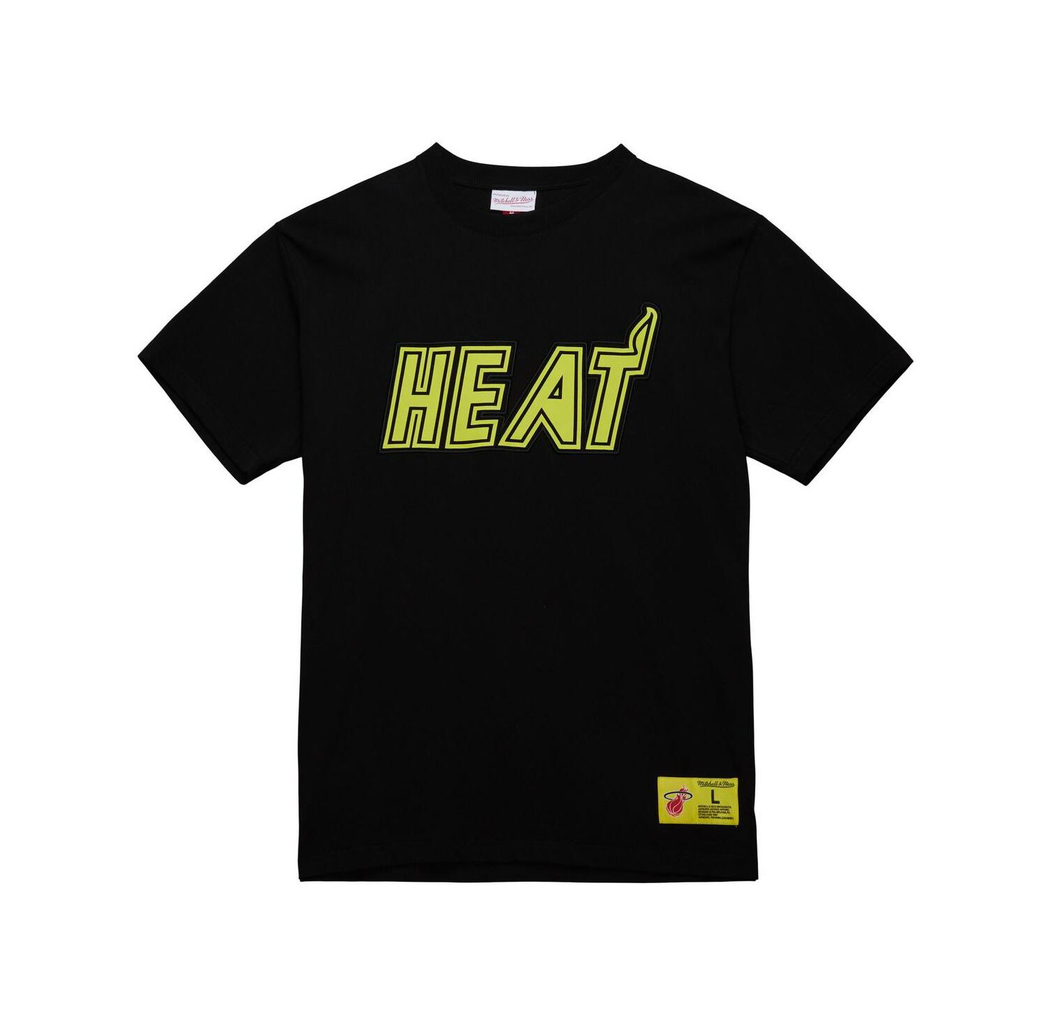 Men's Black Miami Heat Hardwood Classics Neon Nights Premium T-Shirt