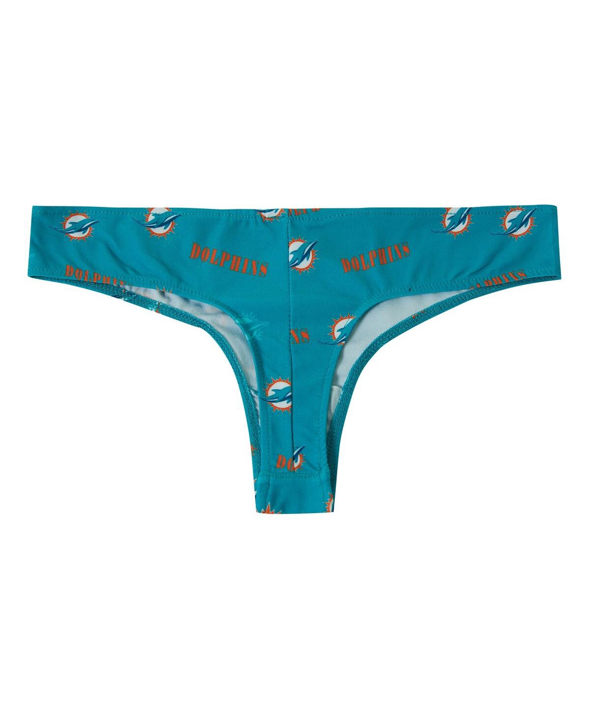 Concepts Sport Women's Aqua Miami Dolphins Mosaic All Over Print Thong In Blue