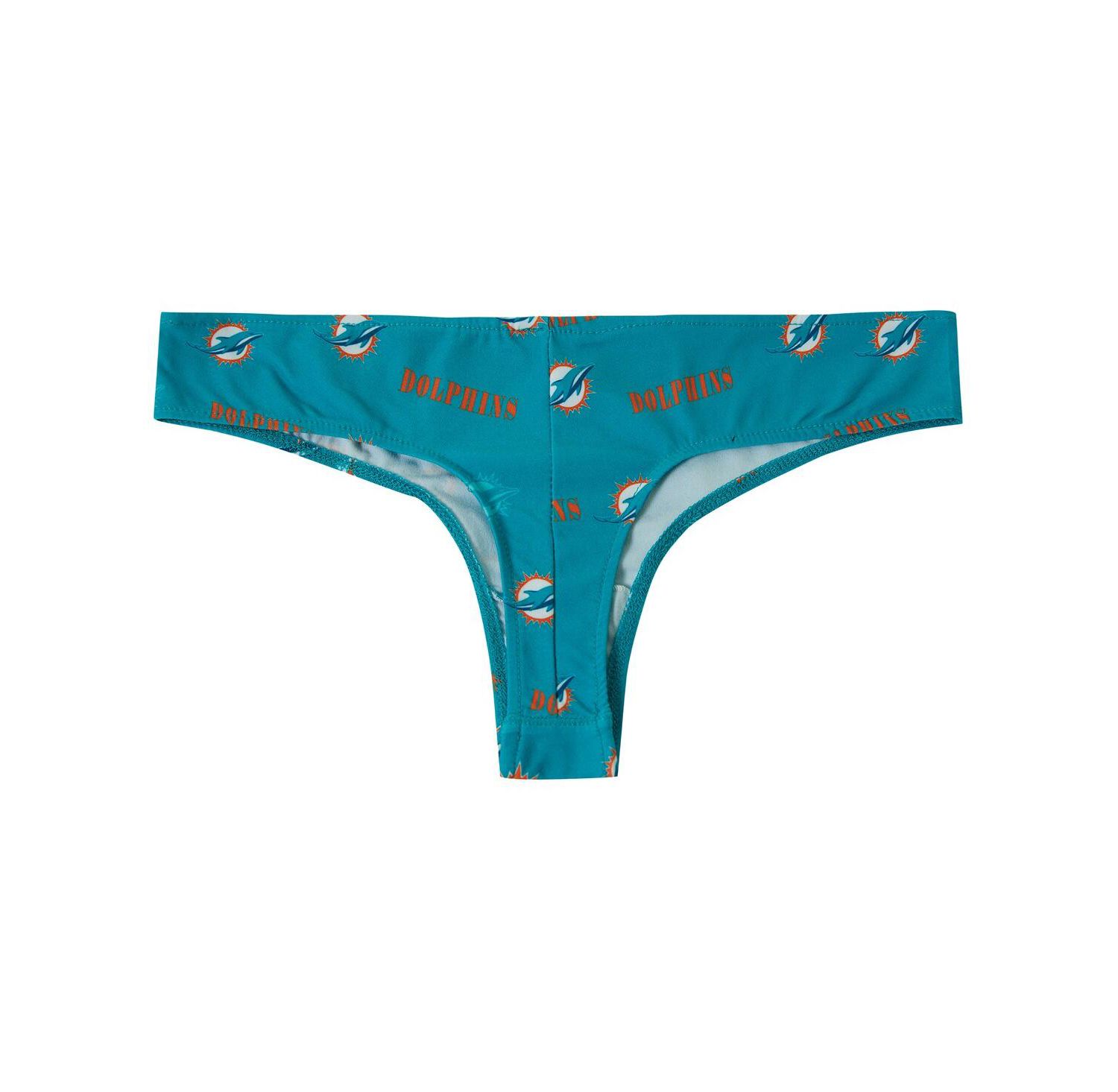 Women's Aqua Miami Dolphins Mosaic All Over Print Thong
