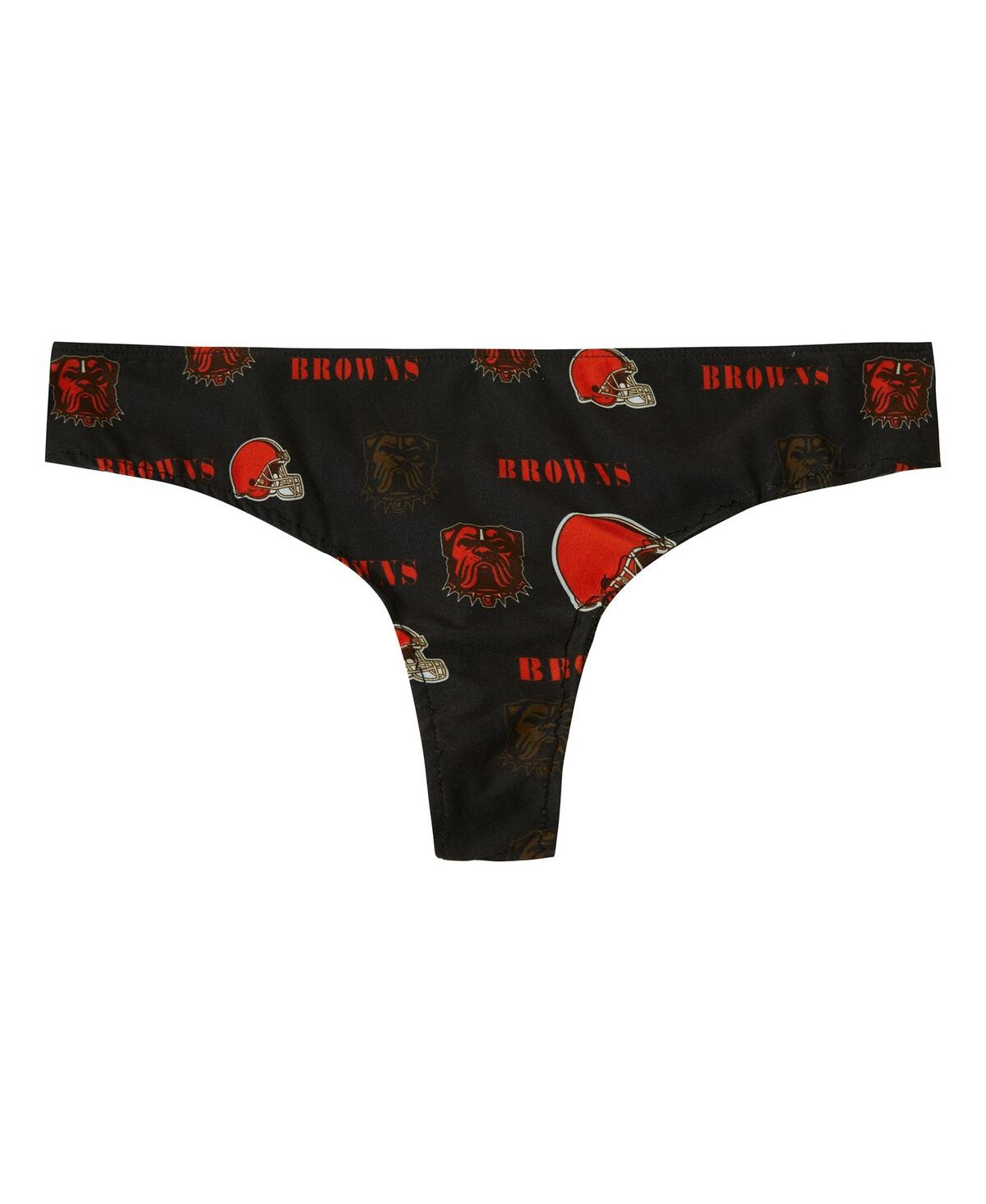 Concepts Sport Women's Brown Cleveland Browns Mosaic All Over Print Thong In Brown