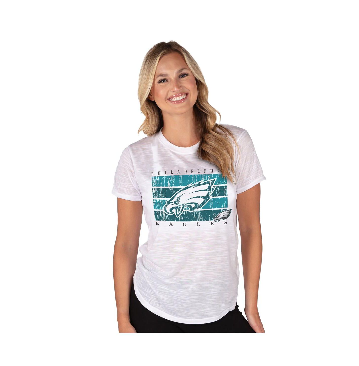 Женский топ Concepts Sport White Philadelphia Eagles Infuse Lightweight Slub Knit — фото 1
