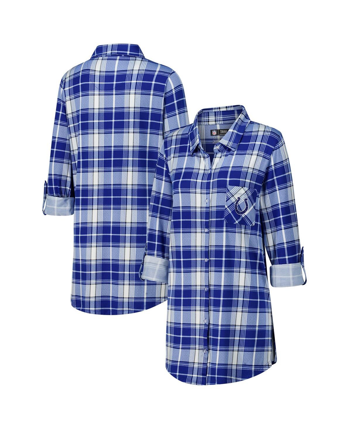 Concepts Sport Women's Royal Indianapolis Colts Ashford Plaid Knit Nightshirt In Blue