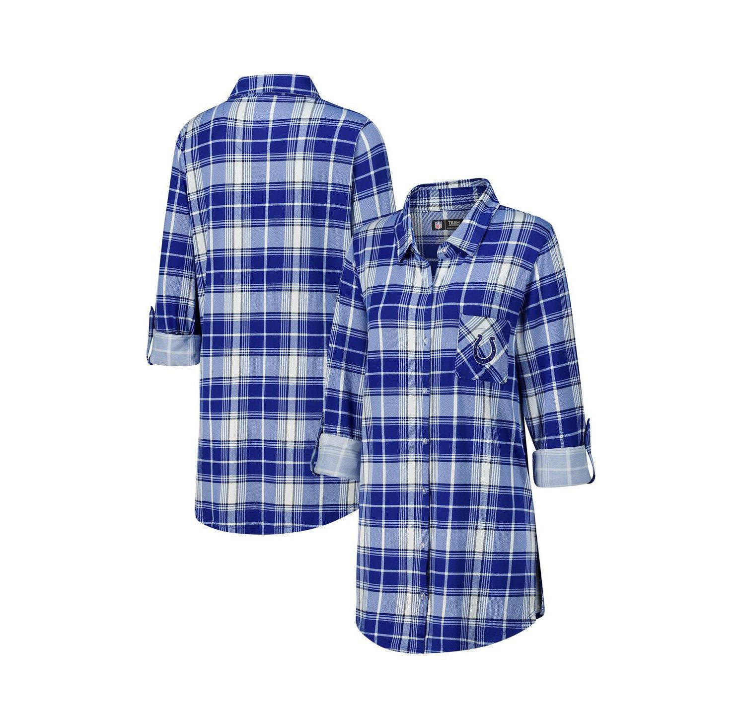 Women's Royal Indianapolis Colts Ashford Plaid Knit Nightshirt