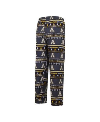 Men's 2-Piece Black Appalachian State Mountaineers Swivel Long Sleeve Top and Pants Sleep Set