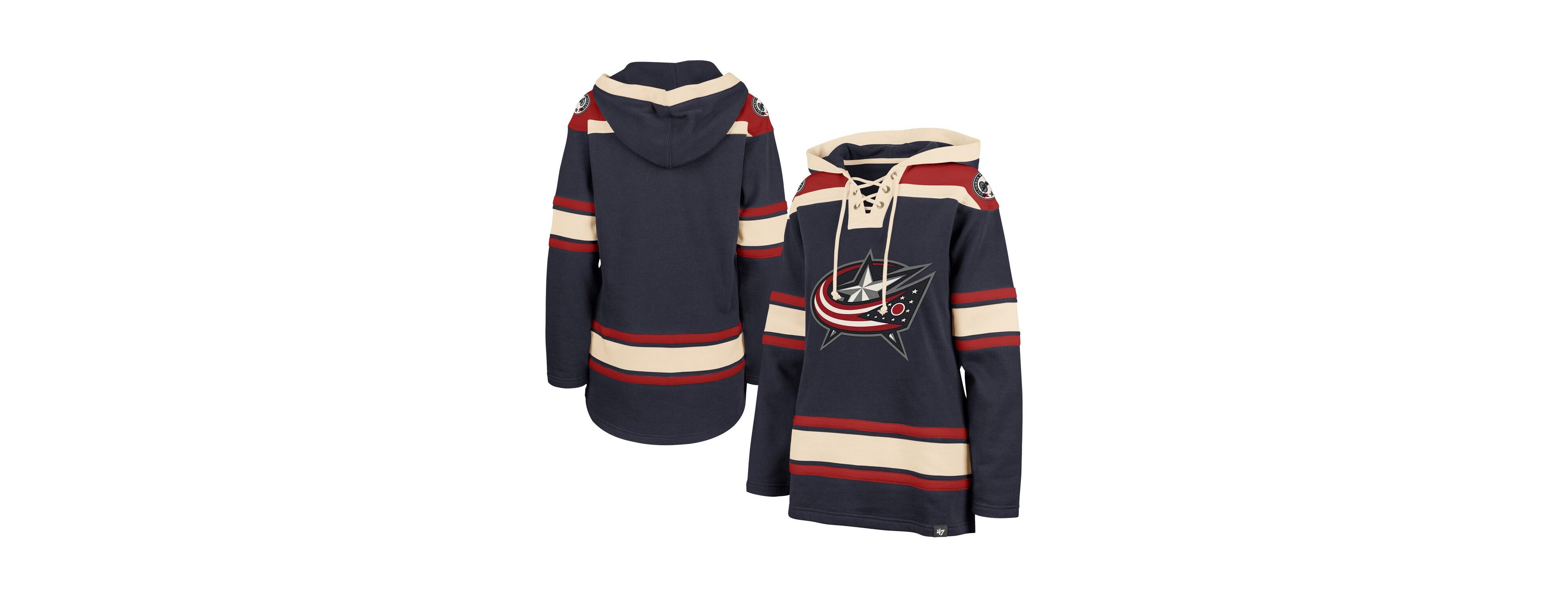 '47 Brand Women's Navy Columbus Blue Jackets Superior Lacer Pullover Hoodie