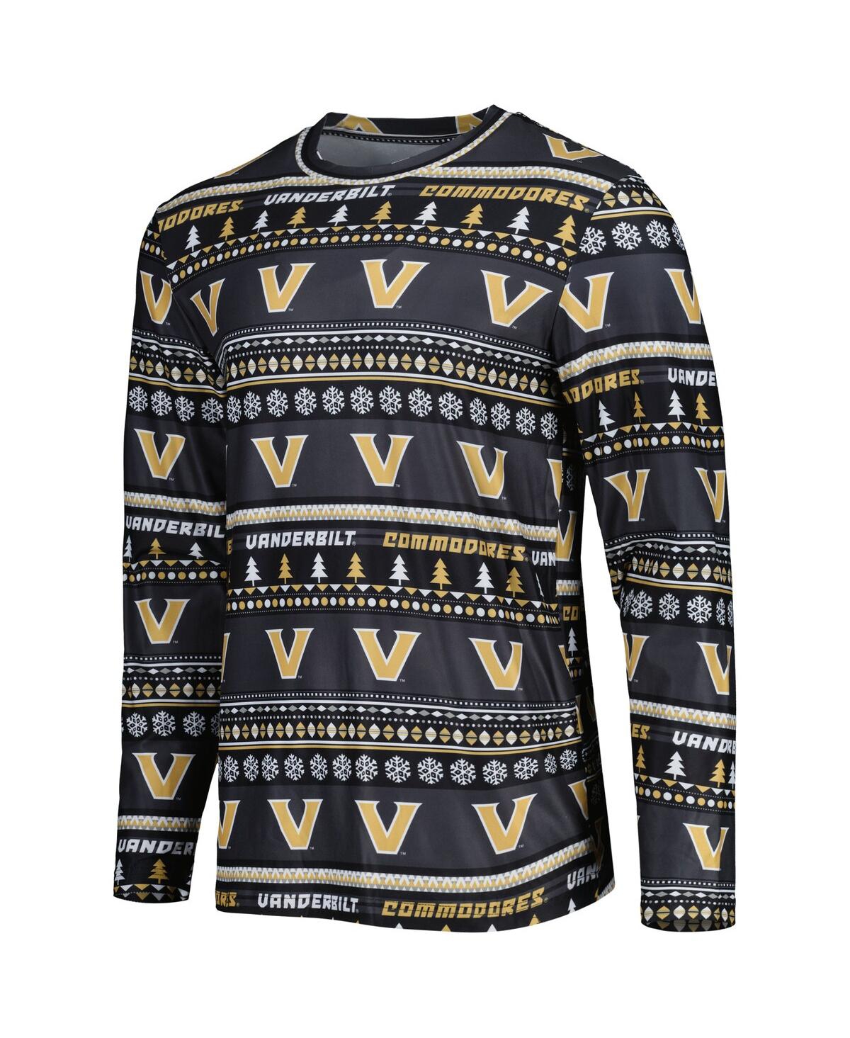 Concepts Sport Men's 2-Piece Black Vanderbilt Commodores Swivel Long Sleeve Top and Pants Sleep Set