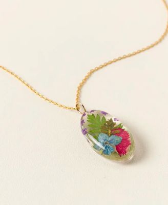 Real Flower Resin Mother and Daughter Pendant Necklace