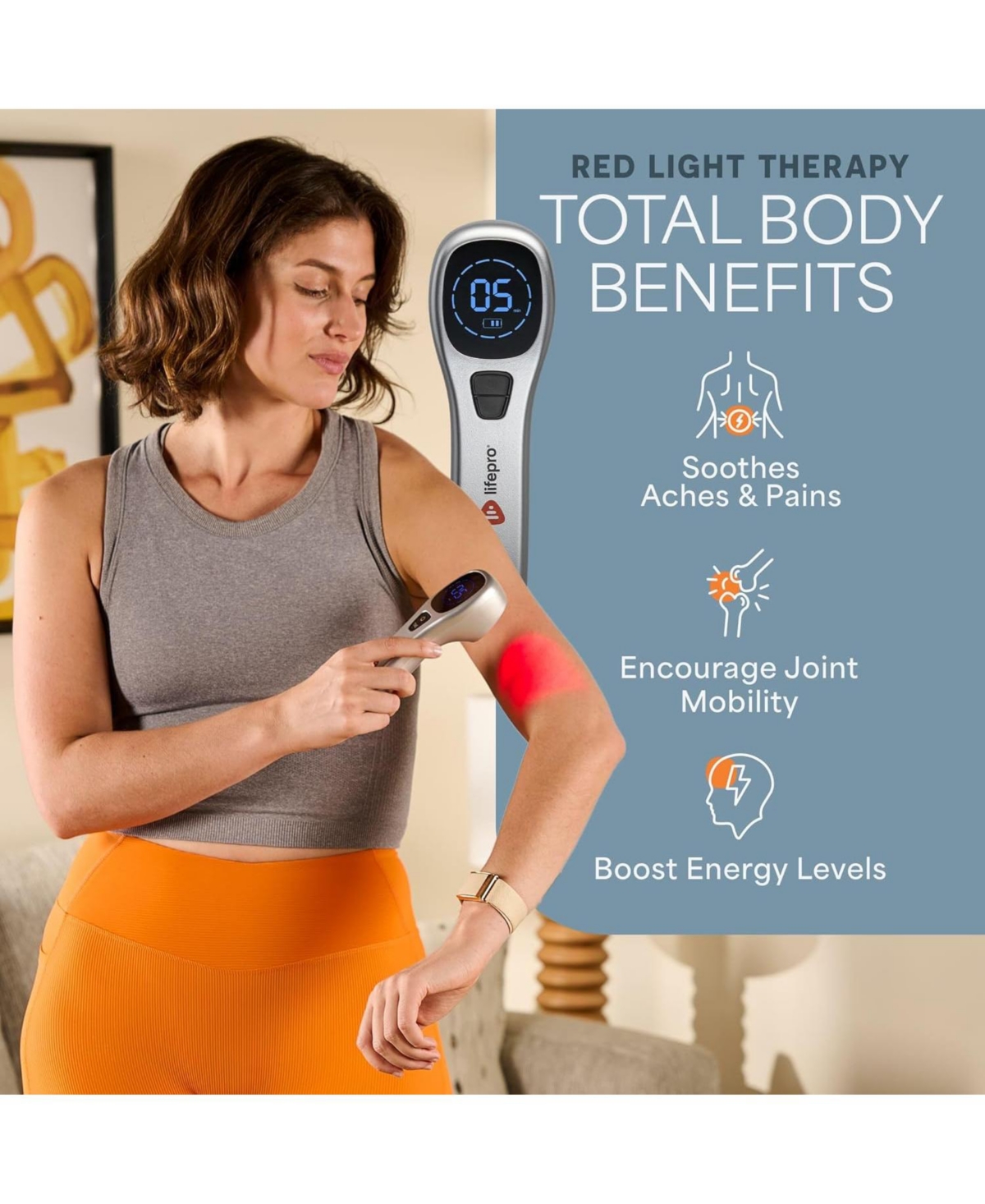 LifePro Infrared & Red Light Therapy Device – Portable Pain Relief for Joints & Muscles with 3 Wavelengths & Inflammation Reduction