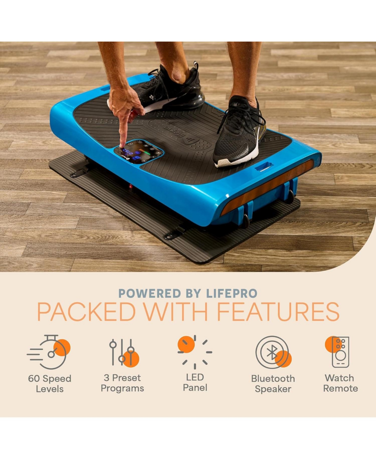 Lifepro Rumblex 4D Pro Vibration Plate - Whole Body Vibration Exercise Machine for Weight Loss, Toning & Wellness, Accessories