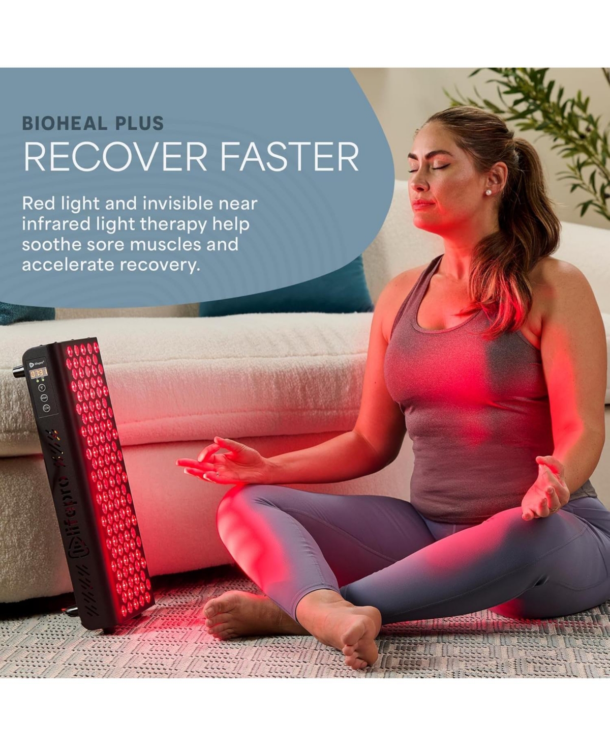 LifePro Red Light Therapy Panel for Face and Body – Near Infrared Light Device for Relaxation and Wellness, Portable and Stable Design