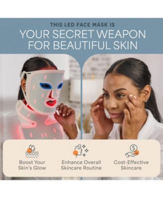 Red Light Therapy Face Mask with Neck Coverage - 3-Color LED Light Therapy for Skin Care at Home