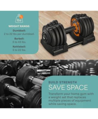 Adjustable Dumbbells Set with Rack - Quick Adjust Weights, Secure Grip, Compact Design for Home Gym - Available in 15lb, 25lb, 43lb, 55lb, and 90lb Options